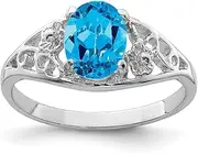 [Diamond2Deal] Women's Sterling Silver Rhodium Blue Topaz Ring