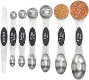 7-Piece Stainless Steel Magnetic Measuring Spoons Set with Leveler (7-Piece Stainless Steel Magnetic Measuring Spoons Set with Leveler-Black)