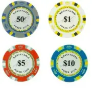 CASH GAME Monte Carlo Smooth Poker Chips Bulk - Perfect for .50/$1 Blinds NEW