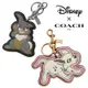 【COACH】迪士尼聯名雙層硬皮革壓印鑰匙圈吊飾-101忠狗/桑普兔