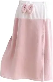 [Generic] Shower Wrap Robe | Bath Body Wrap Women Adults Towel Adjustable - Wearable Shower Robe with Cute Bow Lightweight Bathrobe for Changing Room, Dorm, Gym