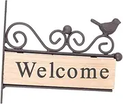 MERRYHAPY 1pc Welcome Sign Board Iron Art Wooden Hanging Pendant with Bird Pattern Rustic Door Decor for Home and Garden Durable for Cheerful Atmosphere