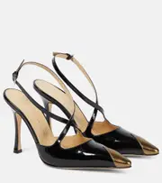 [Alessandra Rich] Alessandra Rich Paneled patent leather pumps AU 8 black