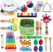 Wooden Kids Musical Instruments for 1-5 Years Old, Baby Percussion Toys with Xyl