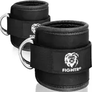 FIGHTR® Ankle Straps (Padded) - Set of 2 for Cable Machine Attachments - Gym Ank