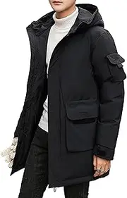 [Generic] Men's Long Hooded Padded Puffer Jacket Waterproof Insulated Puffer Coats Winter Coats For Men