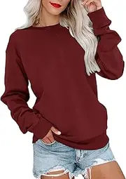 [Bingerlily] Womens Casual Long Sleeve Sweatshirt Crew Neck Cute Pullover Relaxed Fit Tops