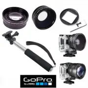 HD WIDE ANGLE LENS + TELEPHOTO ZOOM LENS + SELFIE MONOPOD FOR GOPRO HERO5 BLACK