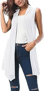 [Urban CoCo] Women's Sleeveless Draped Open Front Cardigan Vest Asymmetric Hem