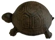 Mr Gecko Cast Iron Key Hider Turtle Large Garden Ornament Handcrafted Antique Rust