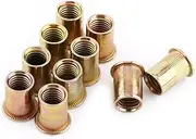 AIWFL 100Pcs M6 Metric Zinc Plated Carbon Steel Rivet Nut, M6 Flat Head Rivet Nuts,Large Flange Nut serts for Automotive, Furniture, Decoration