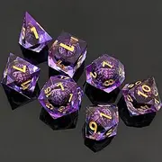 7 Resin Dice Set Dragon Eye Dice Liquid Core Dice Set Polyhedral Longan Dice D& D Dice Role Playing Game Tabletop Games Dungeons-and-Dragons Accessories