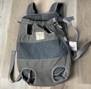 Doglemi Dog Canvas Backpack Pet Carrier Bag Breathable Mesh Adjustable Gray