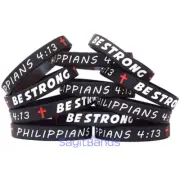 10 of Be Strong Wristbands - Philippians 4:13 Religious Scripture Bracelets