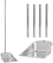 Heavy Duty Dustpan with Long Handle, 43" Stainless Steel Dust Pan Standing Up...