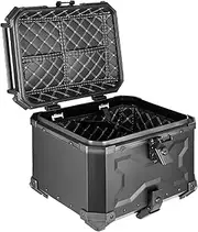 Motorcycle Back top Box case 45L Motorcycle Rear Box Aluminium Alloy Tail Box Carrier Tool Case Universal Trunk with Fitting Plate and Fixings
