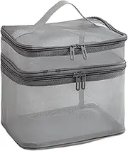 [Nexusectar] Mesh Toiletry Bag, Mesh Shower Bag | Portable Nylon Mesh Shower Holder | Reusable Travel Toiletry Bag, Cosmetic Bag for Women,, Grey, Se référer au descriptif, Refer to description