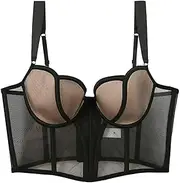 [generic] Wome's Push Up Corset Sexy Lace Bra Top Transparent Gauze Bralette Underwear Female Wedding Corset Bras French Lingerie