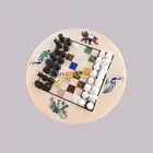 12" White Marble Round Coffee Chess Set Inlaid Elephant Designer Art Game Table