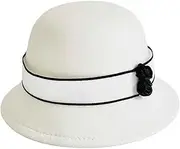 [L'ouve] Women Vintage Wool Felt Flowers Bucket Cloche Bowler Hat Church Wedding Dress Fascinator Hat Winter Felt Fedoras