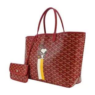 GOYARD SNOOPY防水帆布LOGO購物包-小/紅(白/黃)/平行輸入