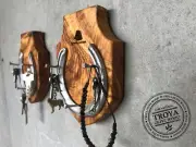 Olive Wood Key Holder for Wall Decor Rustic Horseshoe Key Hook Housewarming Gift