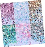Healeved Nail Sequins Set 6pcs Iridescent Nail Art Glitter Flakes DIY Manicure Accessory