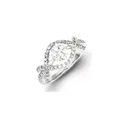 Sterling Silver u0026 Diamond Oval Shape with Small Flower Ring
