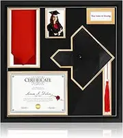 Briwooody 16" x 26" Diploma Frames with Tassel Holder and Graduation Honor Stole Holder Wood Display Case for 8.5" x 11" Diploma and 5.5" x 6" Photo Class of 2025 Graduation Degree Frames Keepsake
