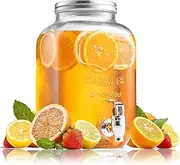 [lizepto] Glass Juice Dispenser, Water Pitcher for Detox Water, Mason Jar, Counter Table Top Infused Water & Beer Dispenser Air Tight Lid Pitcher (Glass Dispenser 4L)