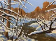 Winter Blues Hudson River Fall Plein Air Painting Landscape One Of A Kind Art