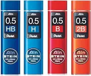 Pentel Ain Stein Lead Refills 0.5mm Assorted Grades HB H B 2B, 4 Tubes of 40 Leads, Total of 160 Assorted Grade Leads (YC275-4AST)