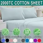 2000TC 100% Cotton Bed Sheet Set Flat Fitted Sheet King Single Double Queen Size