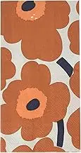 IHR Ideal Home Range Dinner Napkins Marimekko Disposable 3-Ply Paper Hand Towels, 8.5" x 4.5", Unikko (Terracotta), 16-Count