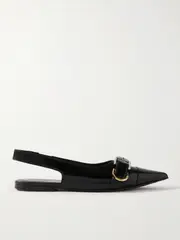 [Givenchy] Givenchy - Voyou Buckled Leather Slingback Point-toe Flats - Black - IT38.5 IT 38.5 Black