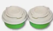 Tupperware S&P Set Liquid Tight Seals Mini Salt & Pepper Shakers Green White New
