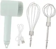 WEKADRIN 1 Set Cordless Rechargeable Egg Mixer Electric Kitchen Tool for Whisking Egg Whites Creaming Ingredients and Meringue Detachable Attachments for Easy Cleaning Compact Design Green