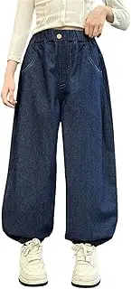 [Generic] Pants Toddler Boy Spring Summer and Autumn New Models for Middle and Large Children Retro Wide Leg Straight Pants Trendy Loose Casual Denim Trousers Girls Small