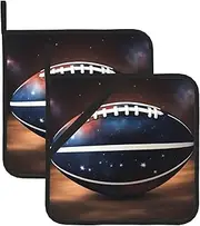 Galaxy Space American Football Potholders BBQ Pot Holders for Heat Resistant Potholder, Hot Pads,Cooking Baking(2-Pack)