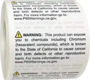 California Proposition 65 Exposure to Chromium Warning Labels 1 x 2 inch 500