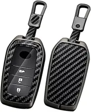 ontto Metal Car Key fob Cover Fit for Toyota Land Cruiser 200 300 Prado Crown Yaris Cross Hilux Fortuner Camry Key case Keyring PVC Key Shell Holder keychian Accessories 2/3/4 Button Black