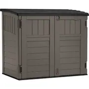 Suncast Horizontal Resin Storage Shed Outdoor Garden Store Cabin 3x4FT Stoney