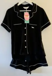Peter Alexander Womens Black Bamboo Classic PJ Set Size XL RRP$129.00