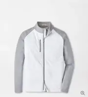 Peter Millar Size Medium Merge Hybrid Jacket, White/Grey, MS24EZ10, New, $245
