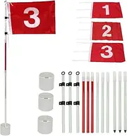 KVMORZE Golf Flagstick 6ft, Nylon Pin Flag ABS Hole Cup Set, Portable 5 Section Design Numbered Flags for Driving Range Backyard, Putting Green Flags for Golf Practic (123, Medium)