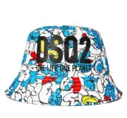 DSQUARED2 ALLOVER SMURFS LOGO BUCKET HAT MADE IN ITALY HAW003216806528M037