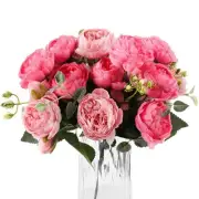 Artificial Peony Flower Silk Peonies Bouquet 4 Bundles Fake Flowers Bulk for ...