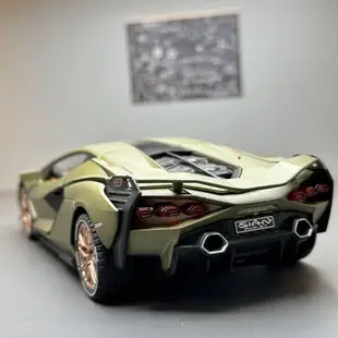Lamborghini模型車 1：24 跑車模型 蘭博基尼sian63-V12-820 閃電 合金車 聲光迴力車 玩具車