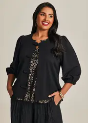 [Taking Shape] Taking Shape Bolero Bow Jacket Size 10 in Black - Plus Size Women's Clothing Black