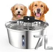 Wireless Cat Water Fountain,7L/236oz Automatic Dog Water Fountain Battery Operated, Stainless Steel Multi Pet Fountain, Super Quiet with Triple Filtration, Great for Large Dogs Cats and Multi-Pet Home